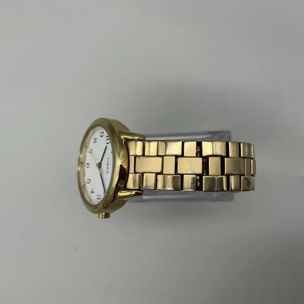 Timex Indiglo WR30M Womens Watch 30mm White Dial Gold Tone Bracelet New Battery